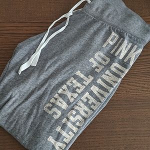 Pink university of texas sweat pants capris